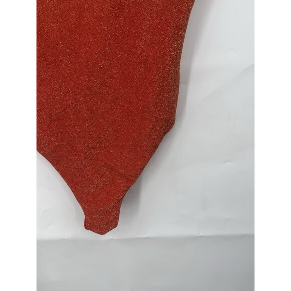 Aerie Sparkle Babewatch One Piece Cheekiest Swimsuit Women L Orange Real Good - Picture 5 of 6